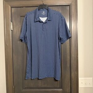 Mizzen+Main Mens XXL Trim Fit Blue White Dot Performance Golf Polo Shirt‎